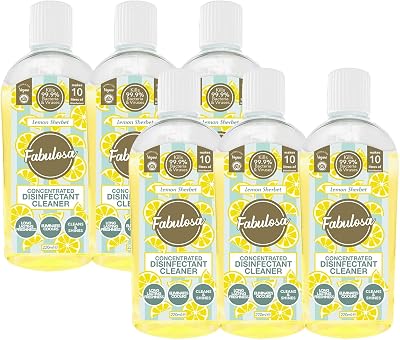 Fabulosa 4 in 1 Concentrated Antibacterial Cleaner Lemon Sherbet 220ml 6 Pack
