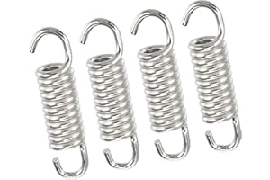 A ABSOPRO Motorcycle Muffler Exhaust Pipe Spring 43mm 1.69" Stainless Steel Silver Tone 4 Pcs