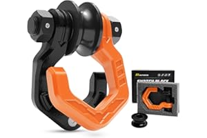 AUTORICH Snatch Block Separate Shackle, 3/4" D Ring Shackle with Pulley, 57320lbs Break Strength, Towing Winch Snatch Block for Off Road Vehicle Recovery, Black Orange 1-Pack