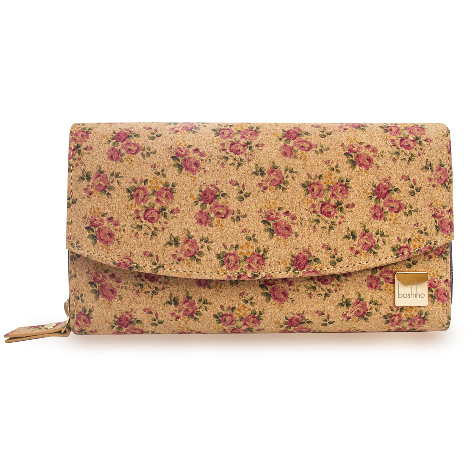 Boshiho Natural Cork Wallet - Large Capacity Smart Phone Long Clutch Purse for Women Vegan Gift