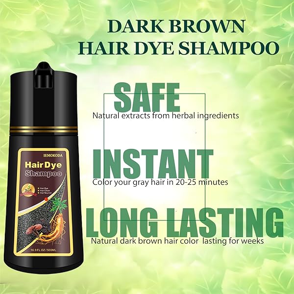 NCEPROHR DARK BROWN HAIR COLOR SHAMPOO 3 IN 1 FOR GRAY HAIR-HERBAL DARK BROWN HAIR DYE SHAMPOO FOR WOMEN & MEN, INSTANT HAIR SHAMPOO EASY TO USE & LONG LASTING BROWN SHAMPOO 500ML (DARK BROWN)