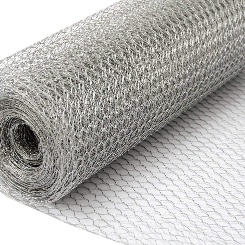 Wire mesh, Rabbit Wire, Hexagonal, 25 m Long, Wire Coil, galvanised, PVC Coated, Silver
