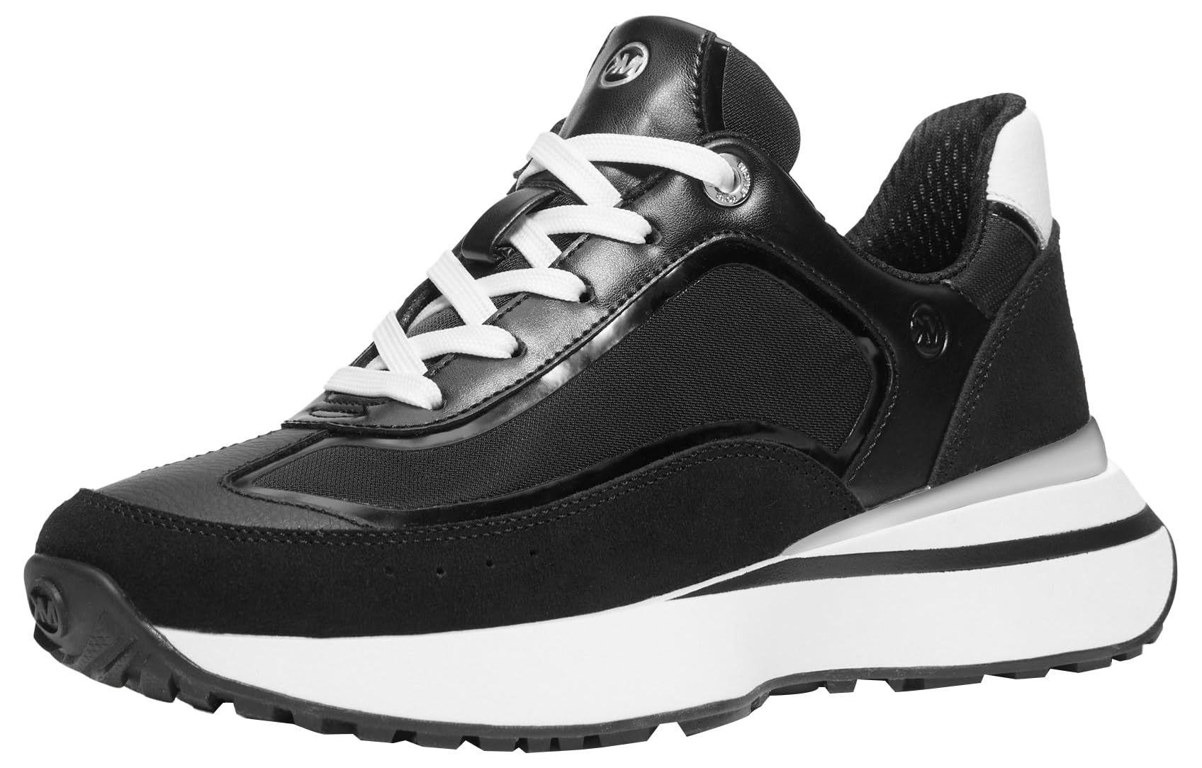 Michael Kors Women’s Ari Trainer Lace Up Sneaker, Black, 5.5