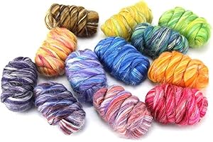 Revolution Fibers – Constellation Range Roving 12 Color Pack (300 Grams / 10.5 Oz) | Tonal Blend of 70% Dyed Merino and 30% Tussah Silk Combed Top | Fiber for Felting, Spinning