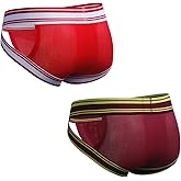 JOCKMAIL 2PCS/PACK Mens Briefs Underwear Wide Belt Mesh Athletic Sport Underwear Briefs