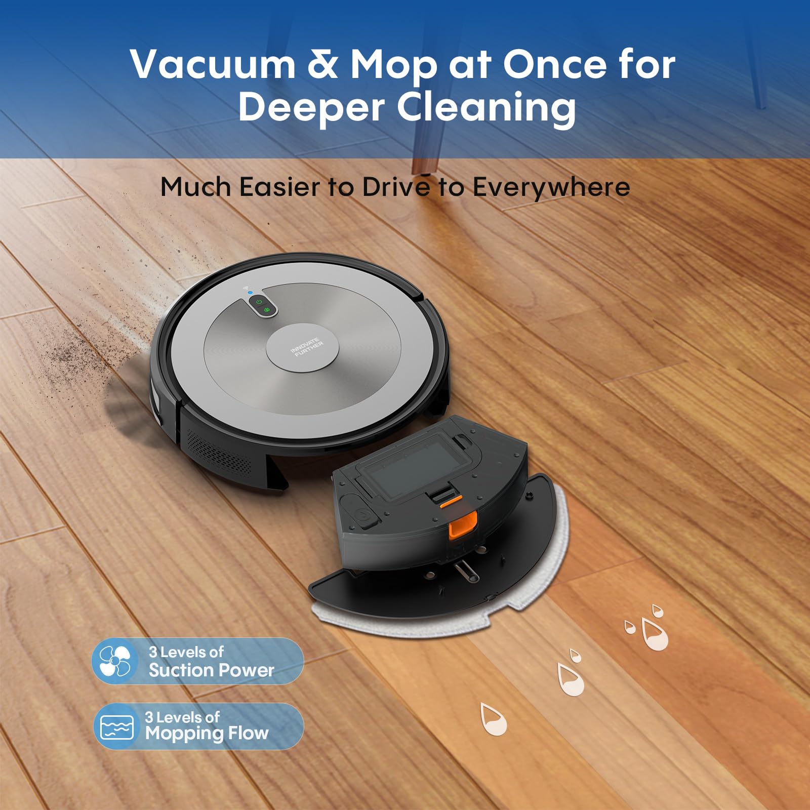 Robot Vacuum Cleaner - 2-in-1 Robot Vacuum and Mop Combo, 2500Pa Suction, Smart Navigation, Alexa & Google Assistant Compatible, Auto Recharge, Anti-Fall, Pet Hair Removal, Z-Shape Cleaning Mode - Image 6