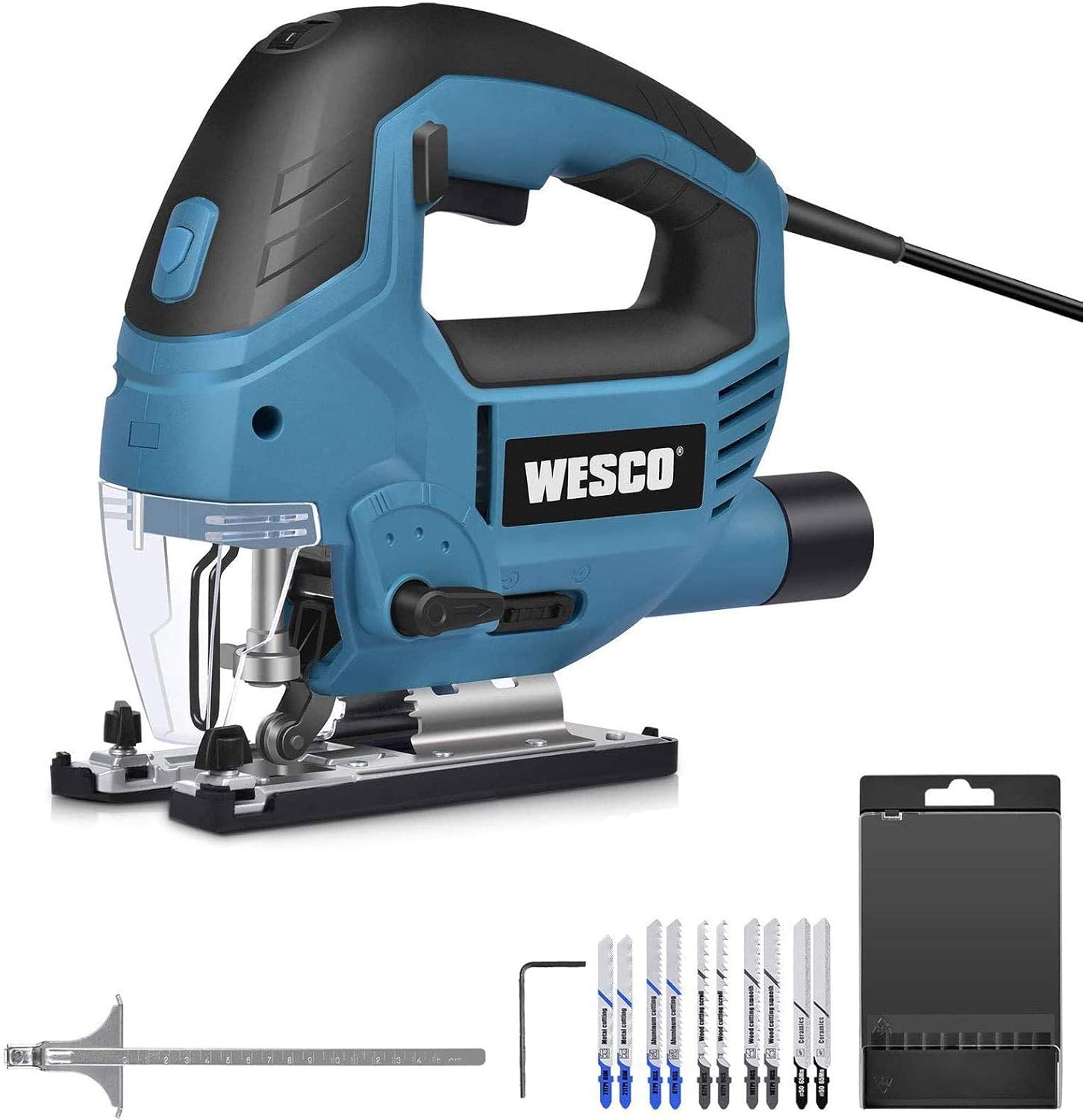 Electric Jigsaw Tool, WESCO 850W Power Jig Saw with 10pcs Blades, 0