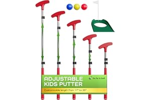 Go For It Golf Kids Putter - Extendable Shaft for Junior Golfers - Adjustable Size for Right and Left Hand - Perfect Training Club for Kids - Includes 3 Balls, Cup with Flag 17"-35"