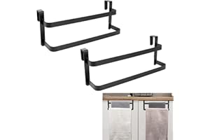 RedCall 2 Pack Towel Holder for Kitchen Cabinet,Two-Tier Kitchen Towel Rack,Steel Over Cabinet Door Towel Bar,Double Towel Bar Rack for Bathroom Cupboard,Holds Hand/Dish Towels & Washcloths