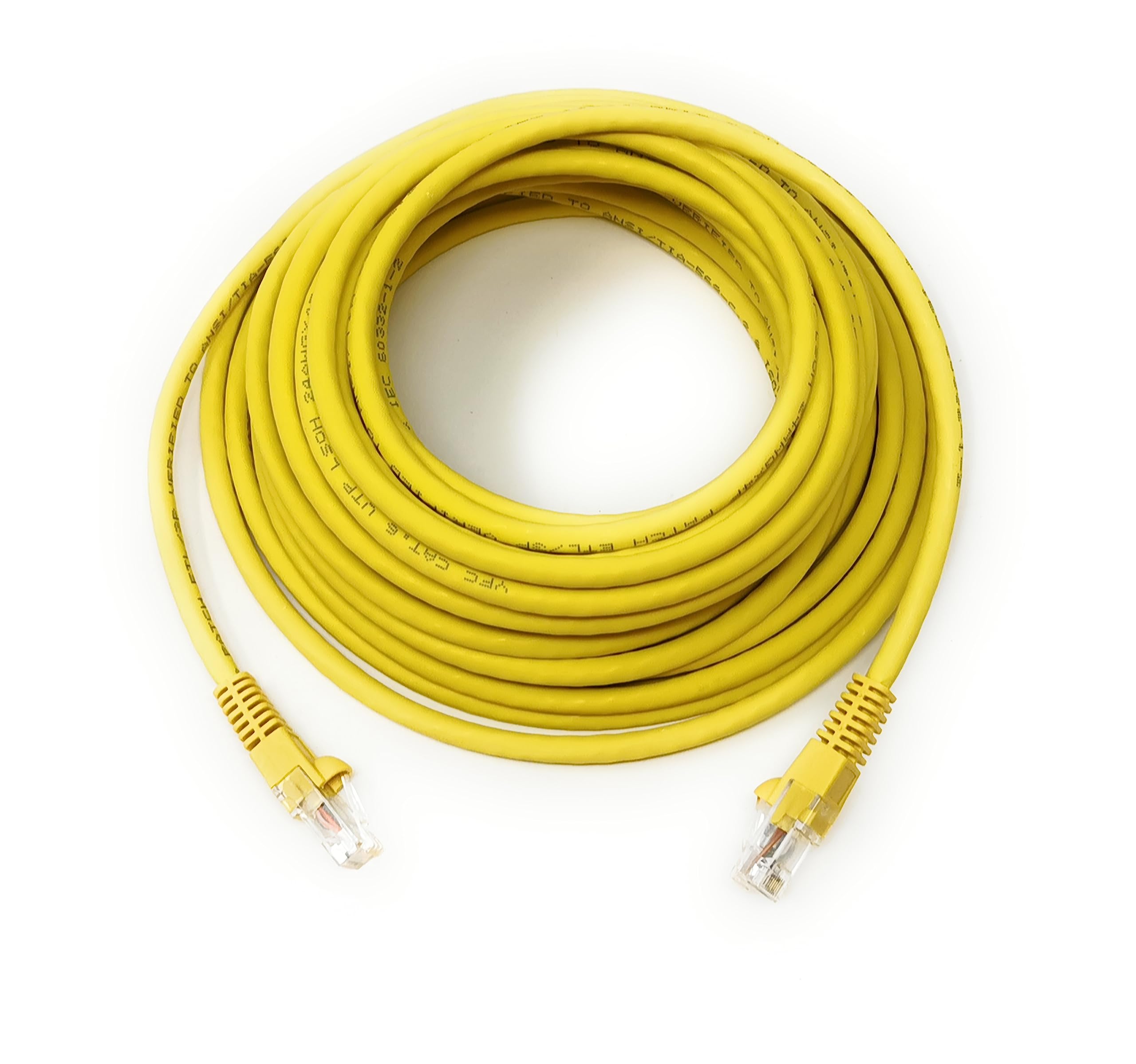 Cat6 RJ45 (UTP) Connector Ethernet Cable, LSZH Snagless Patch 24AWG Bare Copper Cores Lead for Internet, Data Transfer, Router, Modem, CCTV, Smart TV, PC, Laptop (15m, Yellow)