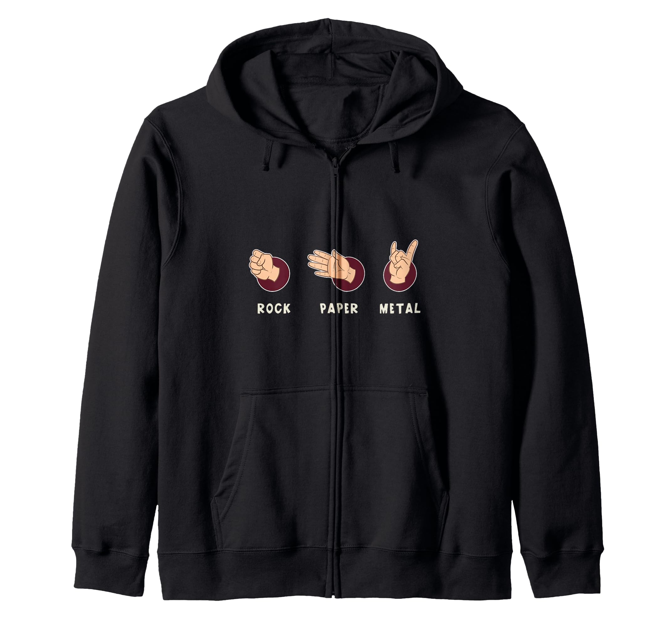 Funny Rock Paper Metal Heavy Metal Hand Sign Rock Music Love Zip Hoodie