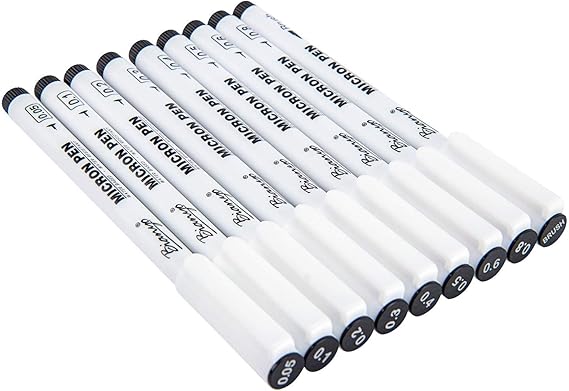 Amazon.com : Bianyo Black Micro-Pen Fineliner Ink Pens, Water Resistant Archival Ink Pens for Watercolor Paint, Designing by Art Marker, Comics, Lettering, Journals, Illustration, Graphics, Sketching, Set Of 9 : Office Products