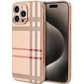 LINXUXIE Phone Case for Apple iPhone 15 Pro Max, Fashion Leather Designer Phone Case, Soft TPU Drop Protection Shockproof Protective Phone Holder Women (for iPhone 15 Pro Max)