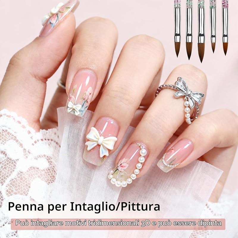 32 Pennelli Nail Art, Dotting, Manicure Francese, Pennello Polvere