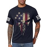 KESIHAN American Flag Skull Punisher Shirt Short Sleeve Men's Patriotic Graphic T-Shirt