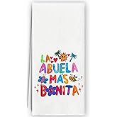Bnzolyoia Abuela Gifts Dish Towels - Abuela Grandma Gifts, Spanish Grandma Abuelita Abuela Gifts, Best Grandma Ever La Abuela Más Bonita Microfiber Hand Towels for Bathroom Kitchen 16x24