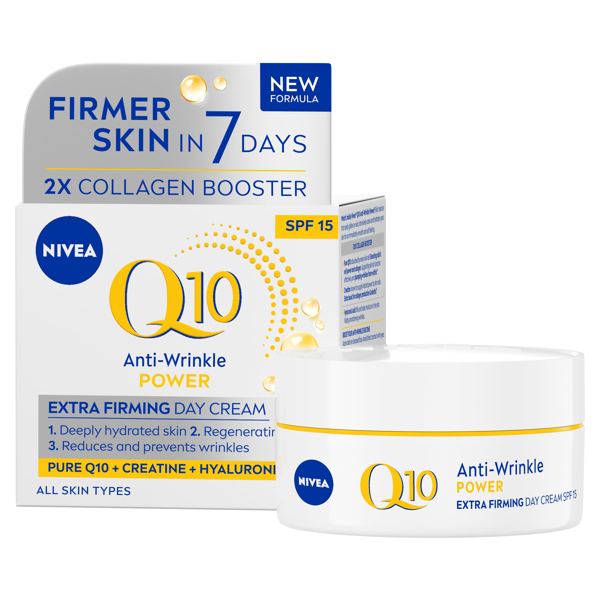 NIVEA Q10 Anti-Wrinkle Power SPF15 Firming Day Cream (50ml), Anti Wrinkle Face Cream Helps Achieve Firmer Skin in 7 Days, Face Moisturiser to Reduce Wrinkles and Nourish Skin