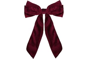 MOTIQUE ACCESSORIES Velour Bow Clip, 6.5 Inch (Burgundy)