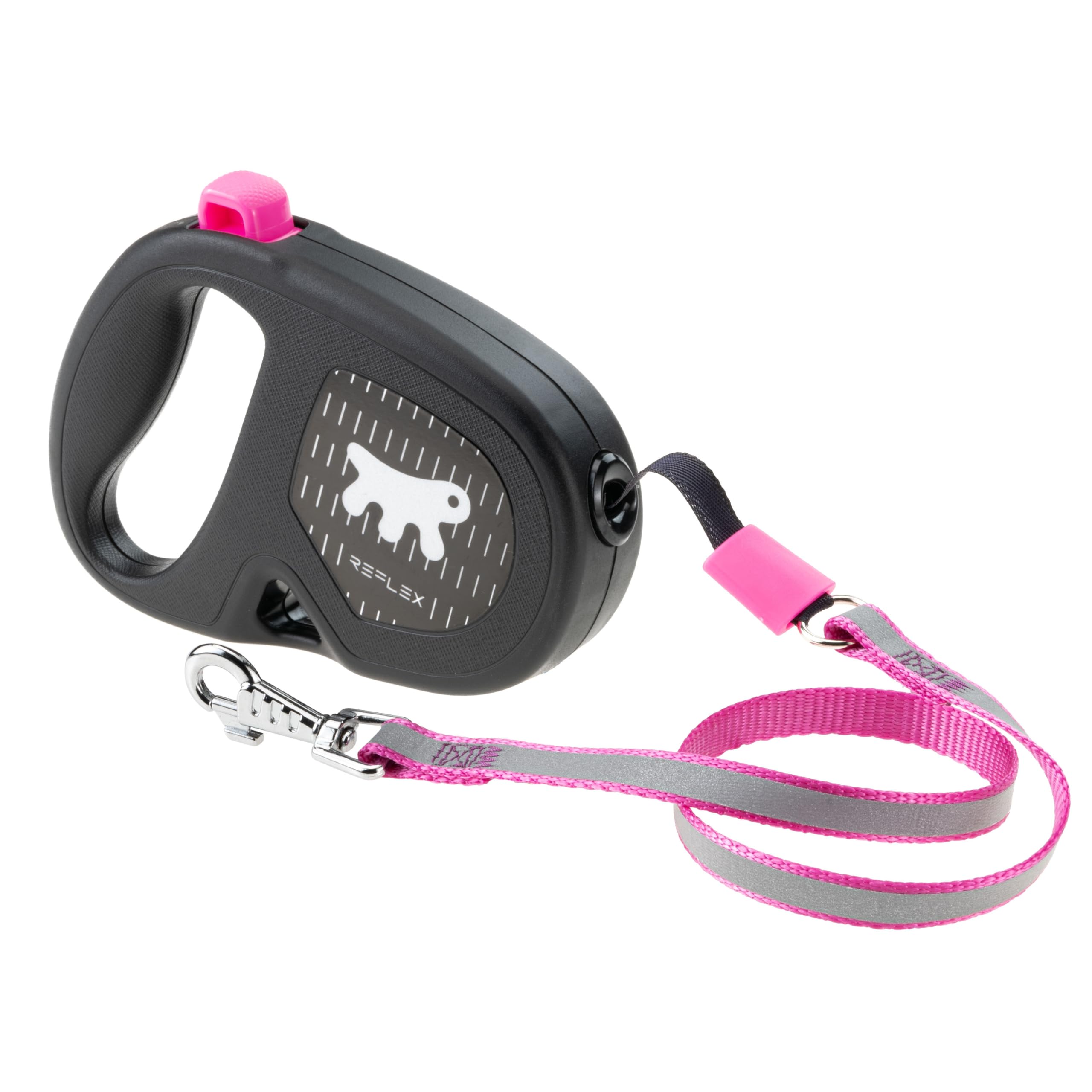Ferplast FLIPPY ONE REFLEX Reflective Extendable Dog Lead - Evening Walks - Bag Holder - Lock & Release Button - Ergonomic Design - Cord - Max 12 Kg - 4.5m, Purple