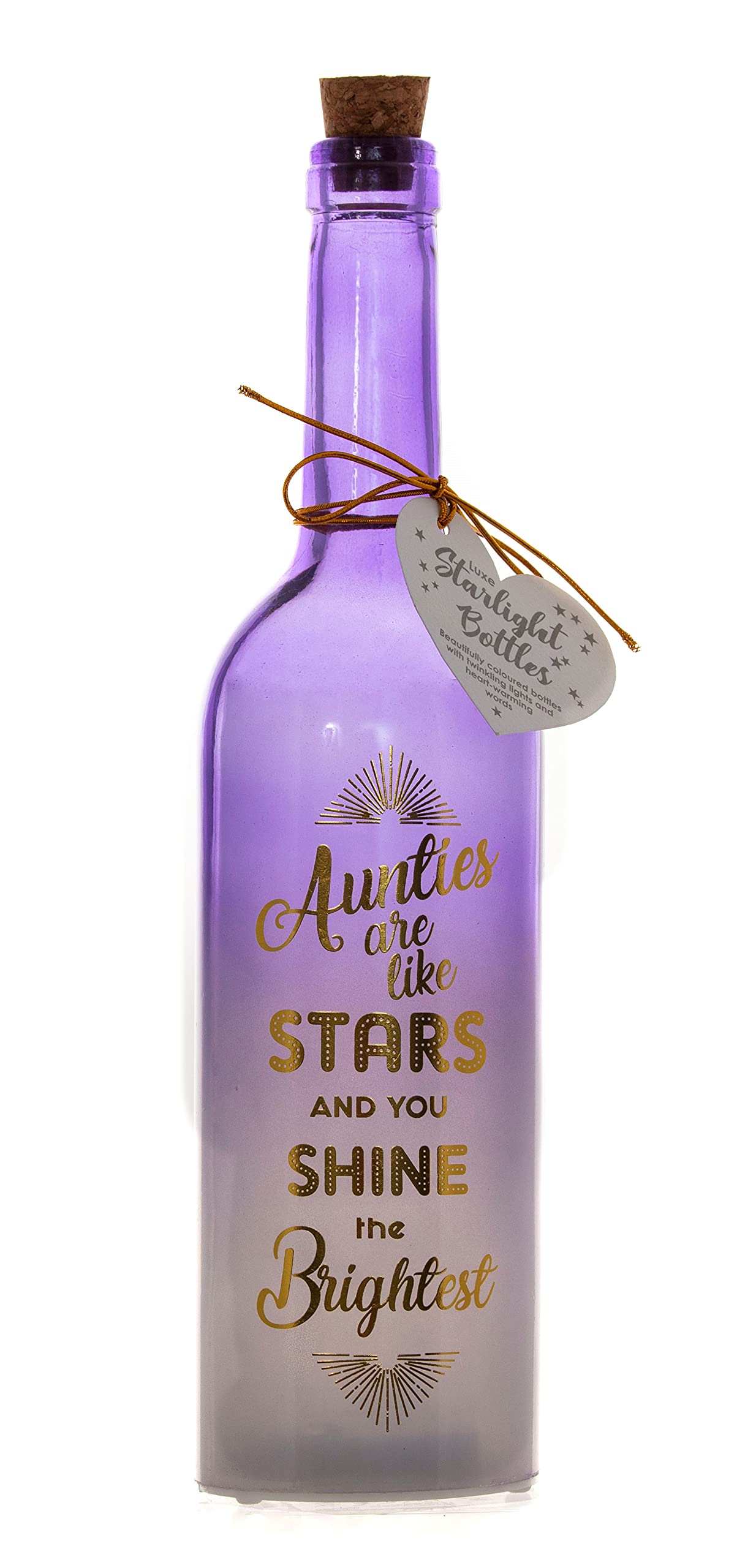 Boxer Gifts Aunties are Like Stars Light-Up LED Starlight Bottle | Meaningful Gift for Aunty, Soft Plum