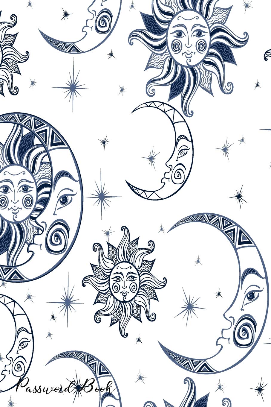 Password Book: Include Alphabetical Index With Sun Moon Stars Space Background