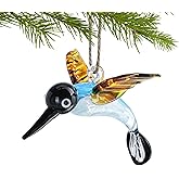 Glass Hummingbird Ornaments Hanging Decorative 3.5''*2.1'' Blown Glass Hummingbird Ornament for Home Party Christmas Tree Decorations