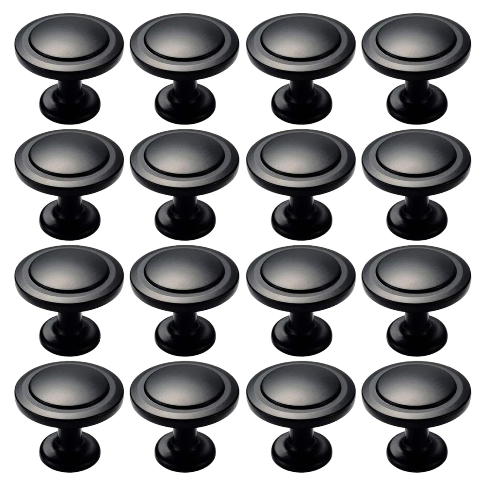 Kovake 16 Pieces Cabinet Knobs Pulls, Black Cupboard Drawer Door Knob, Kitchen Furniture Aluminum Alloy Cabinet Knob, Door Handle with Mounting Screws