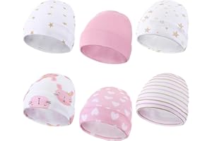 Newcotte 6 Pcs Preemie Baby Hats Cotton Preemie Caps Warm Newborn Beanie Premature Hat for Nicu Premature Boy Girl