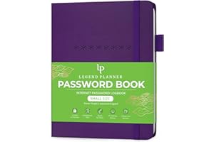 Legend Planner Password Book with Alphabetical tabs. Internet Address Keeper Logbook. Journal for Website Logins, Pocket 4x5.5" (Purple)
