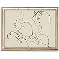 uniro Abstract Easter Bunnies Wall Art Decor, Animal Rabbit Drawing Etching Rustic Picture, Vintage Farmhouse Decor Bunny Sketch Drawing, Minimalist Mid Century Country Room Decor (8" x 10"-UNFRAMED)