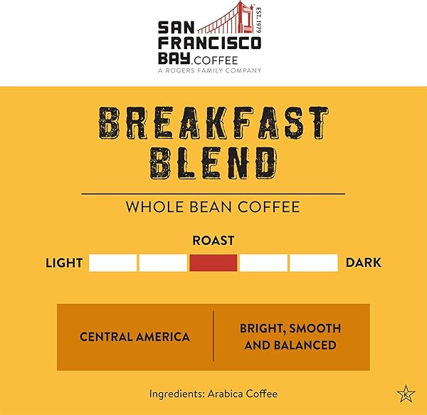 SAN FRANCISCO BAY COFFEE – MEDIUM ROAST WHOLE BEAN COFFEE – BREAKFAST BLEND (2 LB BAG)