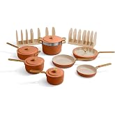 Our Place Essentials Complete Cookware Set, 17-Piece Ceramic Cookware Set | Ceramic pans, saucepans, saut&eacute; pan, stock pot, strainer &amp; storage rack included; Thermakind nonstick, oven safe up to 450&deg;F