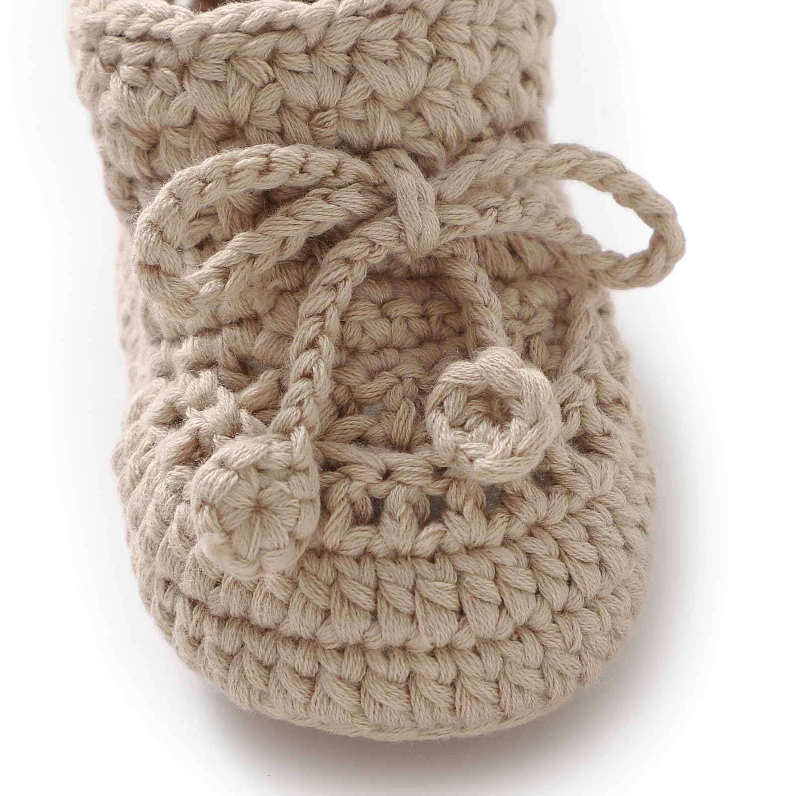 Hadetoto Baby Booties Hand Crochet Knit Cotton Bootie Soft Cozy Warm Socks Shoes Newborn First Walkers for Infant Boy Girl