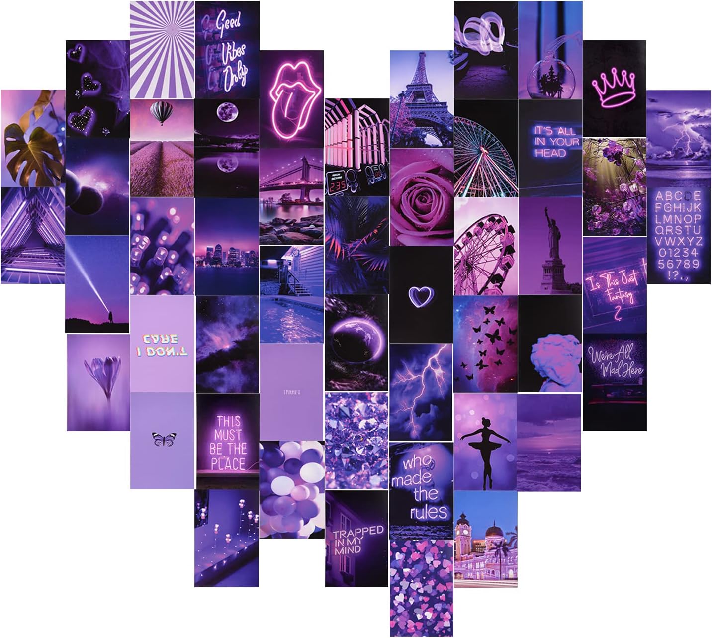 CCJK Wall Collage Kit , 50Pcs Wall Aesthetic Photo Collage, Bedroom Decor for Teen Girls, Purple Neon Collage Kit for Wall Aesthetic , Aesthetic Pictures For Room Decor,Postcard Collage Kits (4