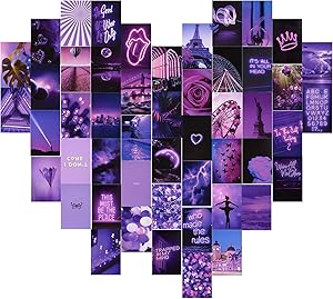 CCJK Wall Collage Kit , 50Pcs Wall Aesthetic Photo Collage, Bedroom Decor for Teen Girls, Purple Neon Collage Kit for Wall Aesthetic , Aesthetic Pictures For Room Decor,Postcard Collage Kits (4