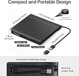 ORIGBELIE External CD DVD Drive USB 3.0 Burner RW ROM Player Laptop Mac Win view 6