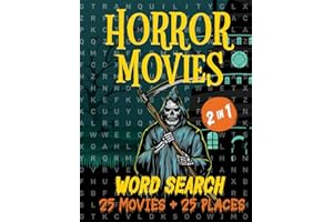 Horror Movies Word Search: Challenging Puzzles for Adults and Horror Fans - Large Print Word Searches Featuring Iconic Horror Movies and Haunted Locations