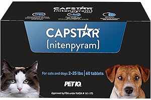 Capstar(nitenpyram) for Dogs Fast-Acting Oral Flea Treatment for Dogs 2-25 lbs, Vet-Recommended Medication Tablets Start Killing in 30 Minutes, 60 Doses