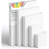 GOTIDEAL Stretched Canvas, Multi Pack 4x4", 5x7", 8x10",9x12", 11x14" Set of 10, Primed White - 100% Cotton Artist Canvas Boa