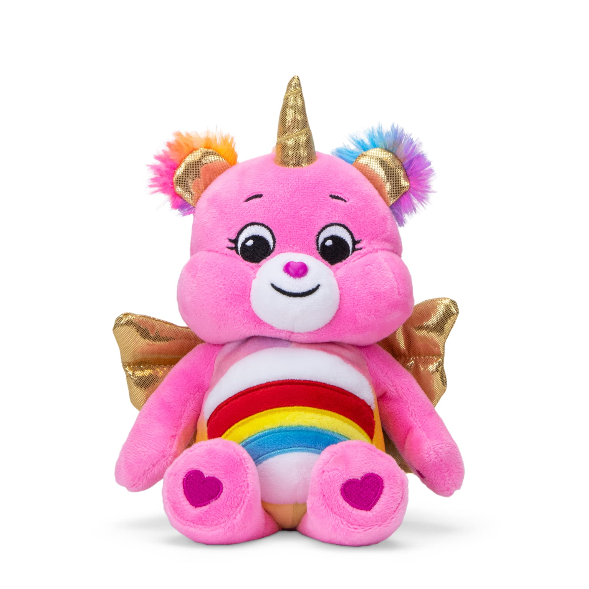 Care Bears 22cm Bean Plush - Pegasus Cheer, Collectable Cute Soft Toy, Unicorn Cuddly Toy for Boys and Girls, Small Care Bear Teddy, Plushie for Children Ages 4 5 6 7 +, Pink with Gold Wings
