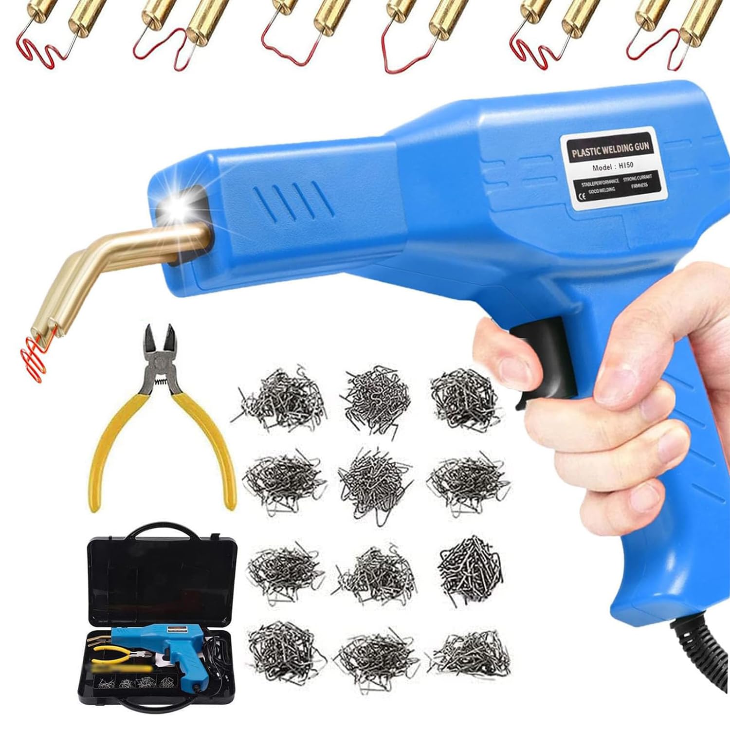 150W Plastic Welding Machine, Welder Gun Repair with 800PCS Hot Stapler, Car Bumper Repair Kit, Plastic Welding Body Crack Repair Tool