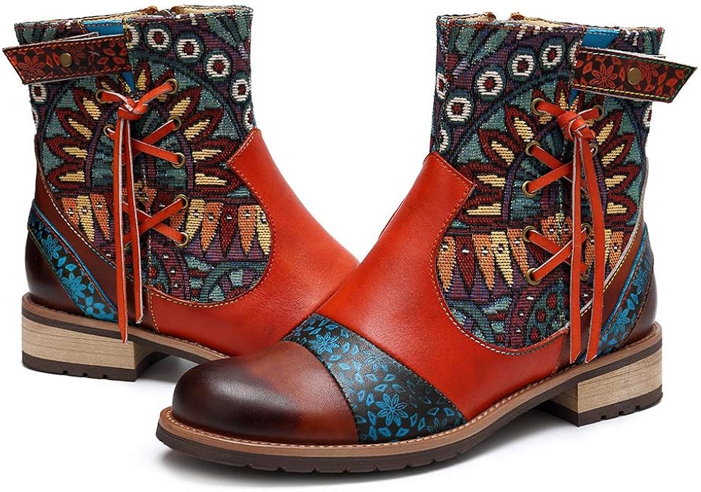 Crazycatz Womens Bohemian Ankle Cowgirl Leather Boots Exotic Python Bootie Amazon.ca Shoes