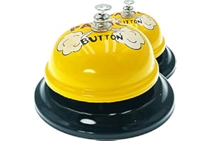WEKOIL Call Bell Funny Desk Service Bell Ding Bell Pack 2 for Restaurant Hotel Room Kitchen Party Office Elderly Large Yellow Bell with Ding Sign Sticker,3.3Inch
