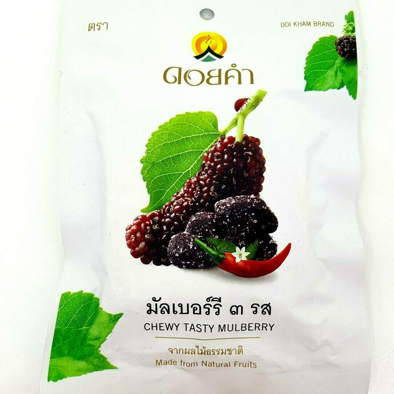 (Pack of 6) Doikham Chewy Tasty Mulberry Dehydrated Fruit Snack Vegan Food Natural