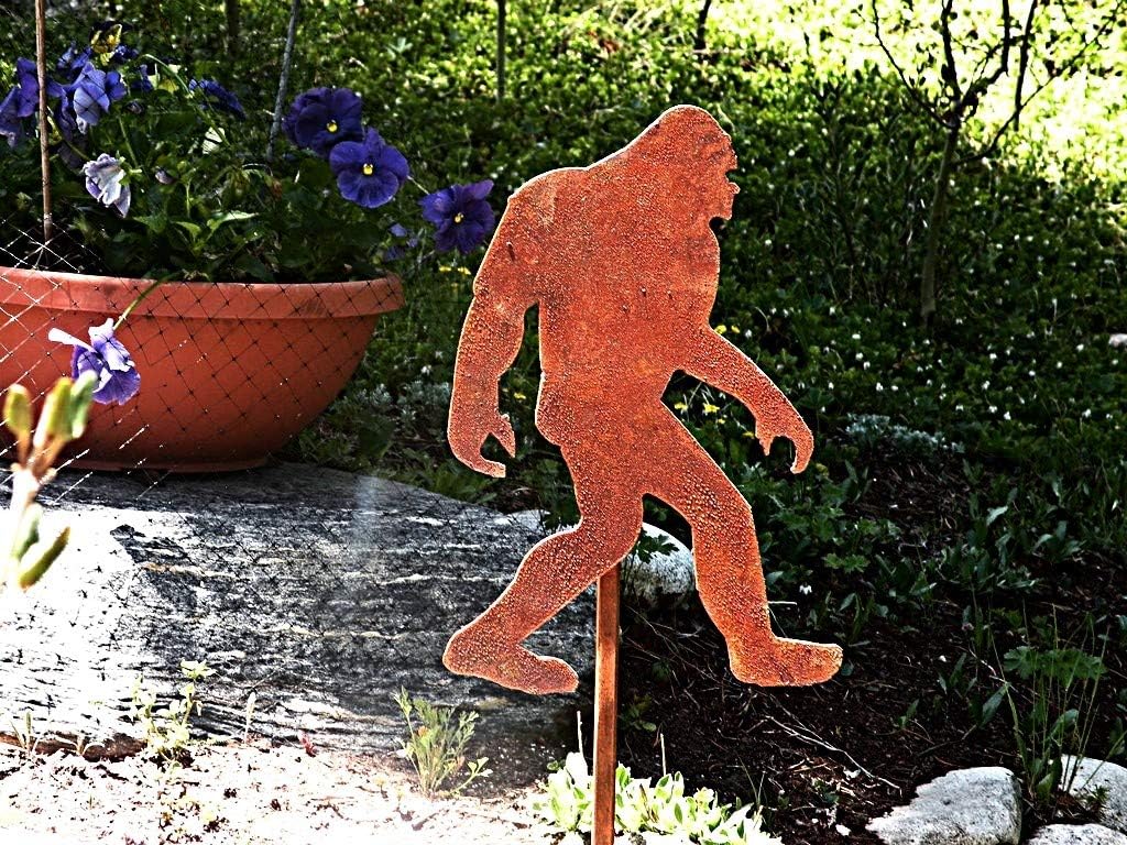 Bigfoot Rustic Rusted Xing Yard Art 24" Stake Aprox 11.75" h X 17.75" w Garden