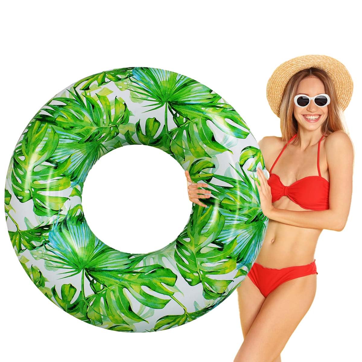 Pool Float for adult, Inflatable Pool Float Tube, pool swim ring, Water Fun Large Blow Up Summer Beach Swimming Raft Kids and Adults. (green 100 cm)