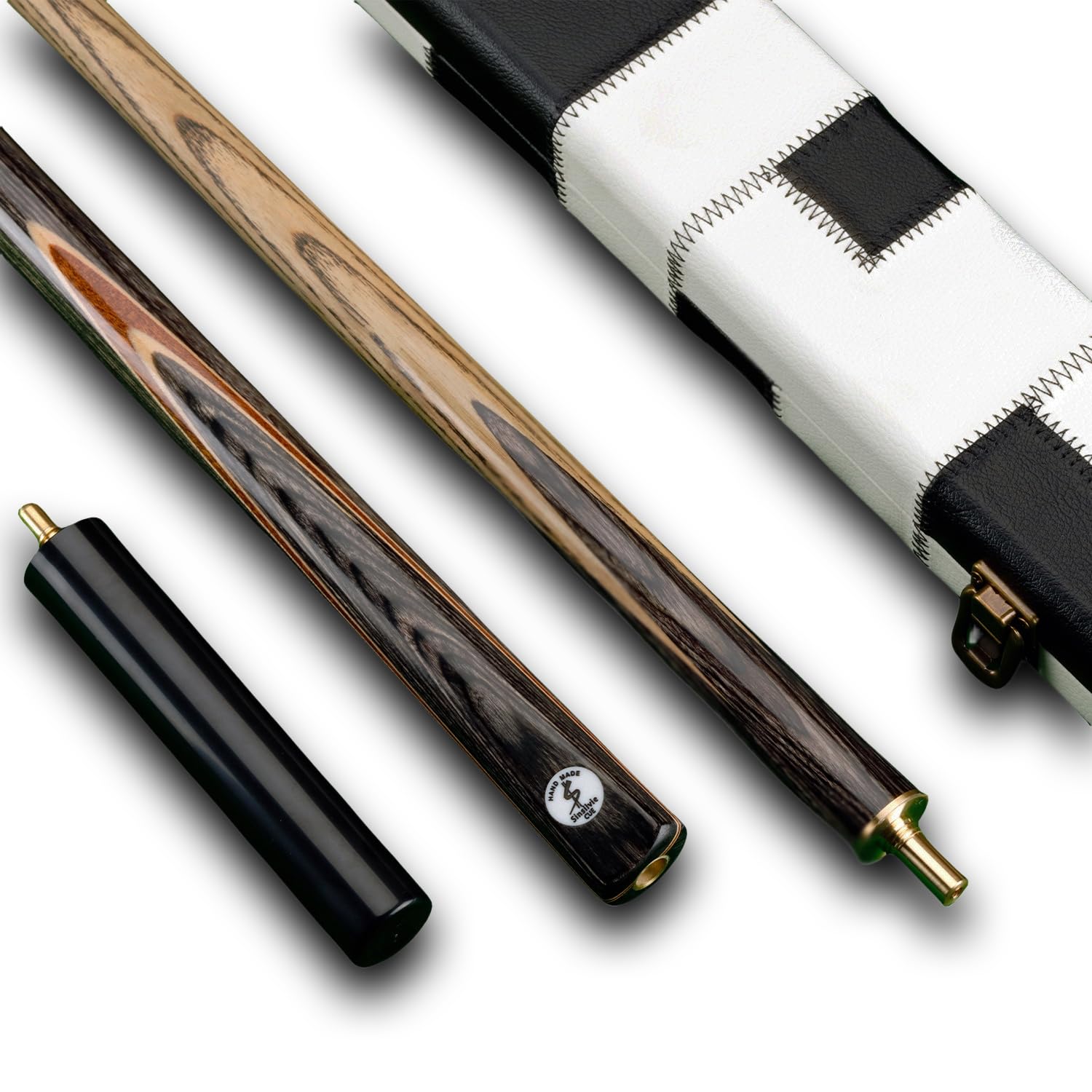 Sinsilvie 3/4 Jointed 57" Snooker Pool Cue with Cue Case and Extension,9.5mm Cup tip.Rosewood,Blackwood or Technology wood (C)