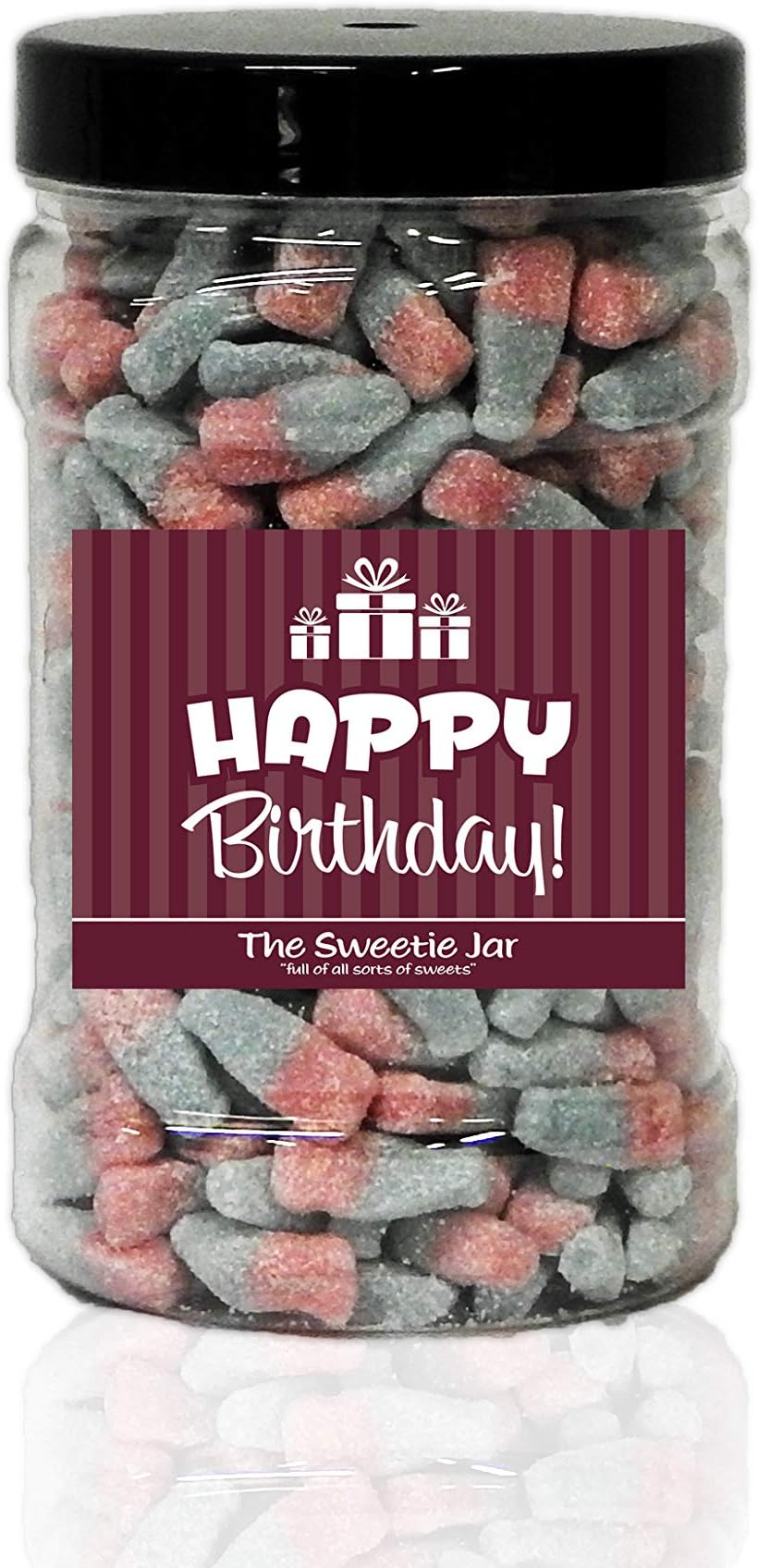 Fizzy Bubblegum Bottles 1.2kg Small Sweet Jar – A Personalised Gift Jar Filled with Your Favourite Retro Sweets! Happy Birthday