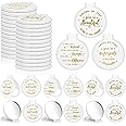 Wenqik 64 Pcs Compact Mirror Bulk White Gifts for Women Small Inspirational Pocket Purse Handheld Mirror Portable Round Makeup Folding Appreciation Gift for Christmas Valentine Daily Travel Coworker