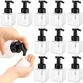 Domensi 12 Pcs Foaming Soap Dispenser 8.5 oz Foam Pump Bottle, Black | Empty Travel Foaming Dispenser, Refillable Hand Soap, Plastic Pump Bottle, Travel Clear Container for Bathroom Vanities